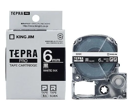 61-0600-66 Tepra PRO Label Printer Tape Cartridge White Characters On Black 6mm Width SD6K