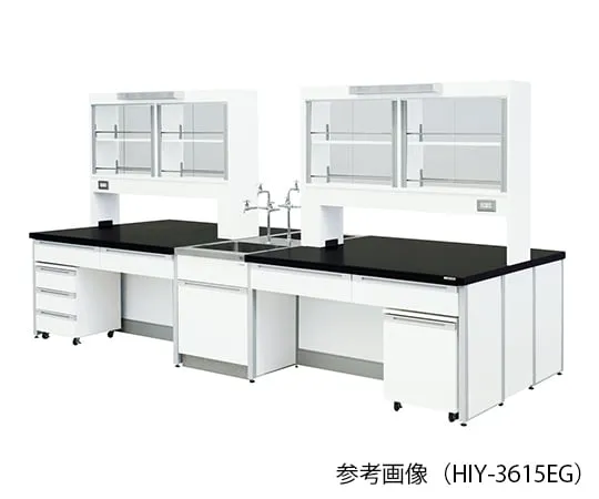 3-7882-01 Laboratory center bench (Frame Type) 2400 x 1200 x 800/1870mm glass door with LED lighting HIY-2412EG