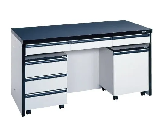63-1268-94 Laboratory work bench (with two cabinet wagon and drawers) Gray Black W500×D750×H800mm STA-15LAC