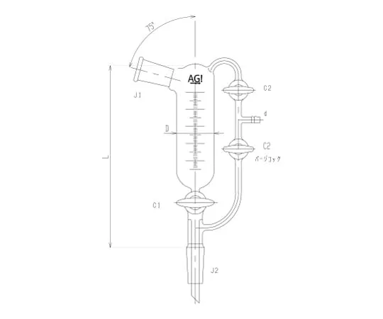 62-2110-52 Upper Branch Irregular Type Whitmer Fractionation Column with Glass Cock 3674-100-3L