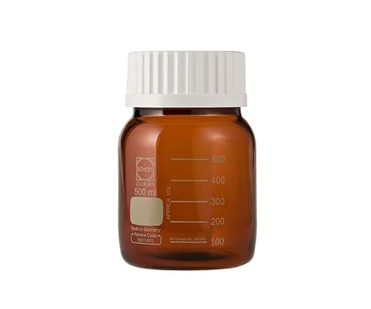 61-4411-94 Screw Cap Bottle Wide-Mouth Dark Amber with White Cap 500mL 017250-3500A