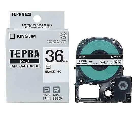61-0601-65 Tepra PRO Label Printer Tape-Cartridge, Black Characters on White 36mm SS36K