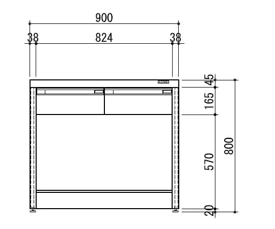 3-4194-01 Side Laboratory Bench White Top Board, Frame Type 900 x 750 x 800 HTOA-907W