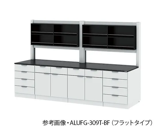 4-3413-01 Side Laboratory Table (Steel Cabinet Type/With Storage Shelf Unit) Flat Type 1800 x 900 x 850/1900 mm ALUFG-189T-BF