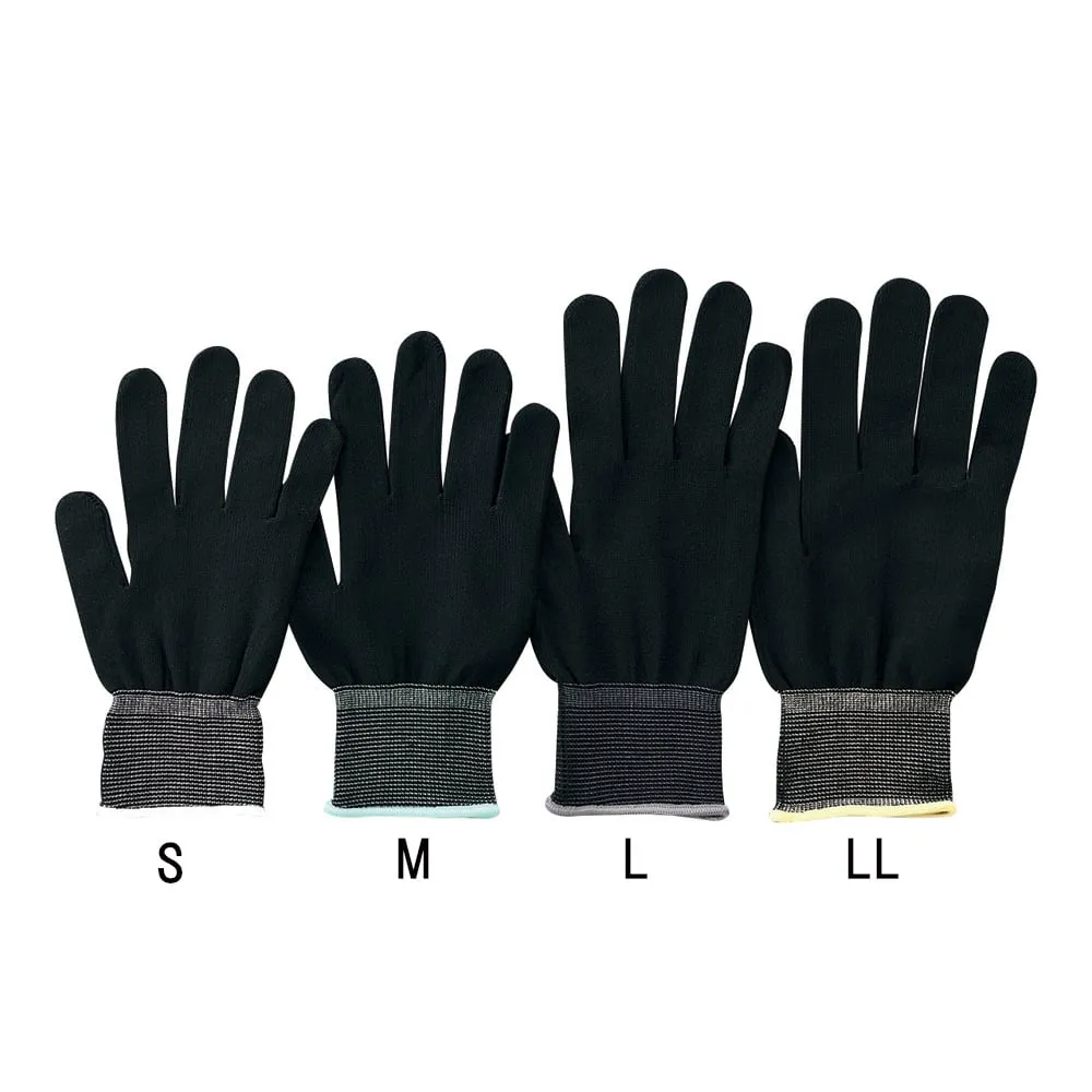 3-7387-04 ASPURE Inner Gloves Black Overlock, Nylon S 10 Pairs/Bag