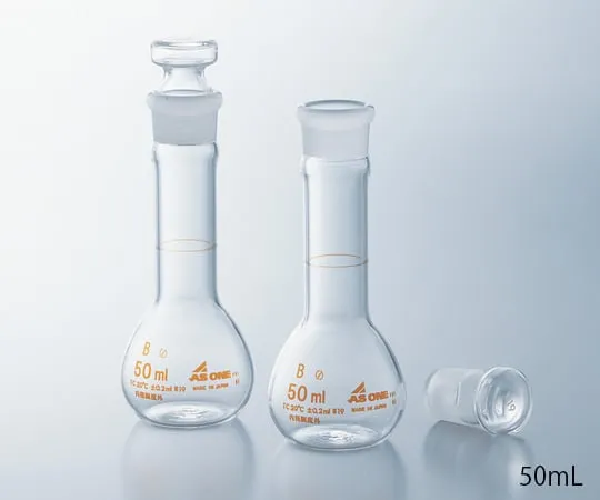 1-8566-01-56 Short Volumetric Flask White 50 mL with English Calibration Certificate