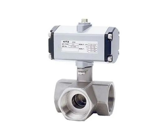 65-1885-19 Small Pneumatic < C Type/Double Operation > SCS 14 A Horizontal Three-Way Ball Valve (C-UTNE) Nominal Diameter 8 mm C-UTNE8A