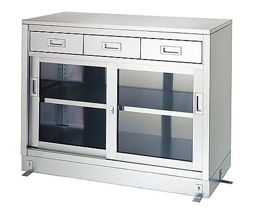 61-0013-11 Storage (Stainless Steel (SUS430), 1 Stage Type, with Drawer, Glass Door Specification) 900 x 450 x 950 LDG-9045