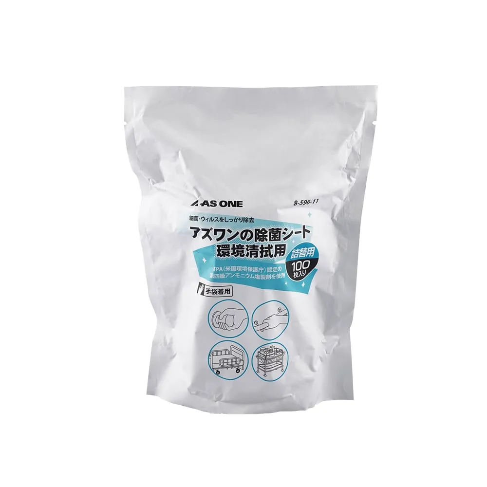 8-596-11 AS ONE Disinfectant Sheet (for Environmental Cleaning) for Refill, 100 Sheets Included