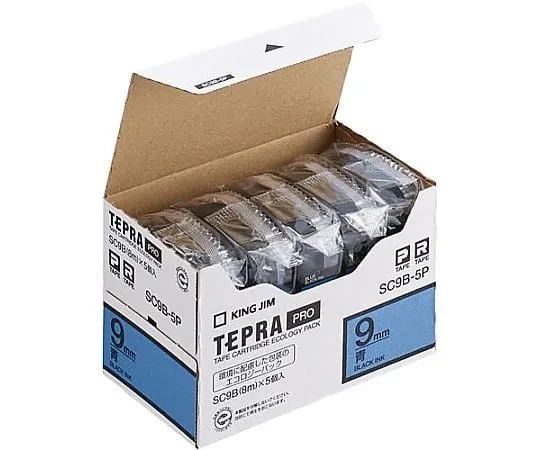 61-0600-15 Tepra PRO Label Printer Tape Eco Pack 5 Pc Black Characters On Blue 9mm SC9B-5P