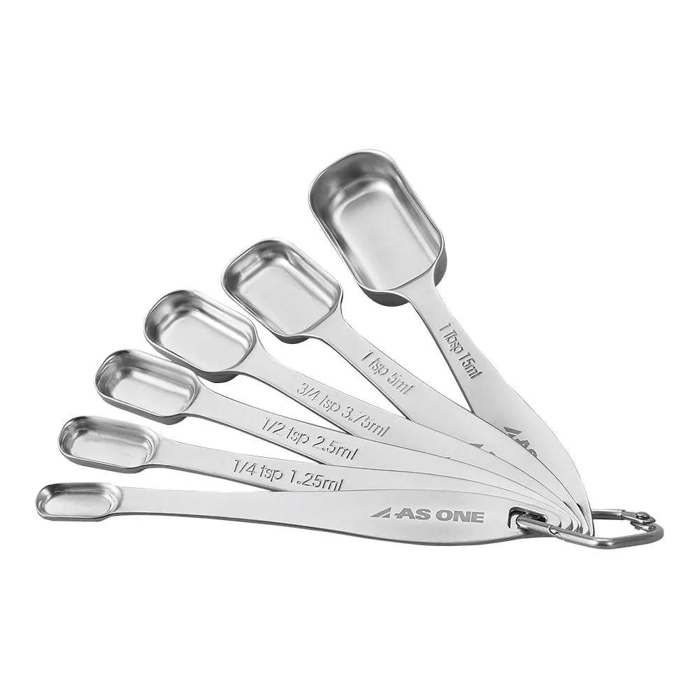 51-0043-01　［Discontinued］Stainless Steel Square Measuring Spoon 6 Pieces Set 1 Set