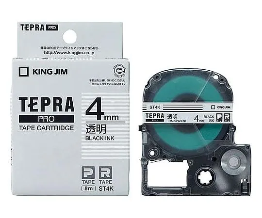 61-0601-42 Tepra PRO Label Printer Tape-Cartridge, Black Characters on Clear 4mm ST4K