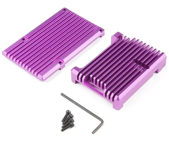 67-0425-77　［Discontinued］Aluminum Heatsink Case for Raspberry Pi 4 - Tanzanite Purple　PRT-15894