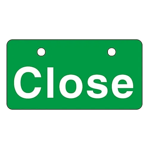 61-3399-67 English Letters Valve Open and Closed Sign Close (Green) V-2 168002