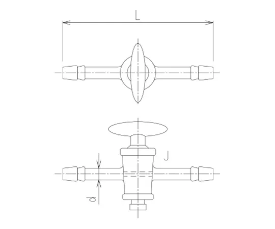 62-2090-21　［Discontinued］2-Way Tap Glass Cock with Rubber Stopper　2152-126