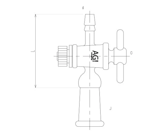62-2093-01 Exhaust Straight Tube Female with PTFE Cock 2418-1L