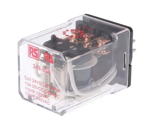 63-4604-58 RS PRO, 24V dc Coil Non-Latching Relay 3PDT, 10A Switching Current Plug In, 3 Pole 348-829