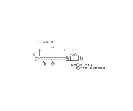 1-5332-12 Temperature Sensor Fluororesin Coated Short Sensor φ2.2mm TR-5101