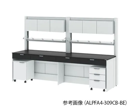 4-3384-01 Side Bench (frame type/with storage cupboard + aluminum shelf unit) 1200 x 900 x 850/1900 mm ALPFA3-129CB-BE