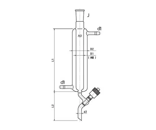 61-4712-70 Double-Pipe Chromatography Column with High Vacuum Greaseless Valve (Standard Taper Upper Joint) 3834-10/300V-3L