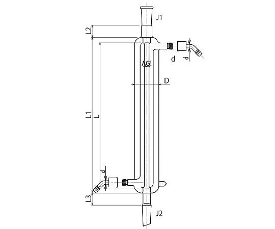 62-2105-95 Triple Pipe Liebig Cooler Water Connector 3401-200W-1L