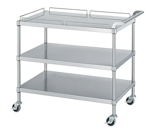 61-0014-67 Stainless Steel Wagon (Stainless Steel (SUS430)), Shelf 1 Stage with Guard, Shelf without Guard 2 Stages Specification) 600 x 450 x 800 M12-6045