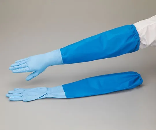 4-1297-11 Nitrile Gloves (Medium Thick/With Blue Arm Cover) M No.390