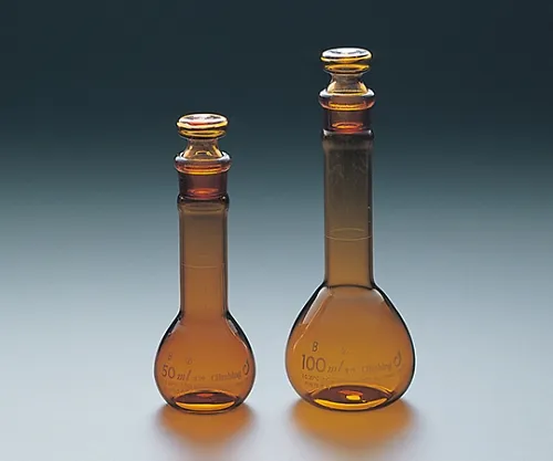 61-0101-07-24 Short Type Volumetric Flask Brown 50 ml (1 Piece) with JCSS Calibration Certificate CL241-1-1