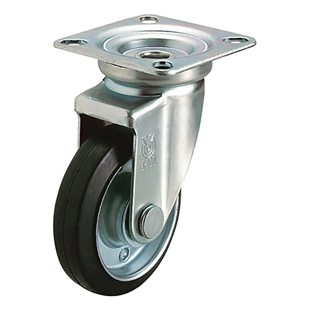 3-9482-01 Swivel caster plate type Heavy Duty (Material:Rubber)(Model No.WJ-75)(Product code:11011) WJ-75