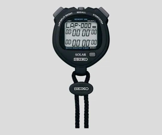 2-9869-01-56 Digital stopwatch (solar-rechargeable) with Calibration Certificate in Black English SVAJ001