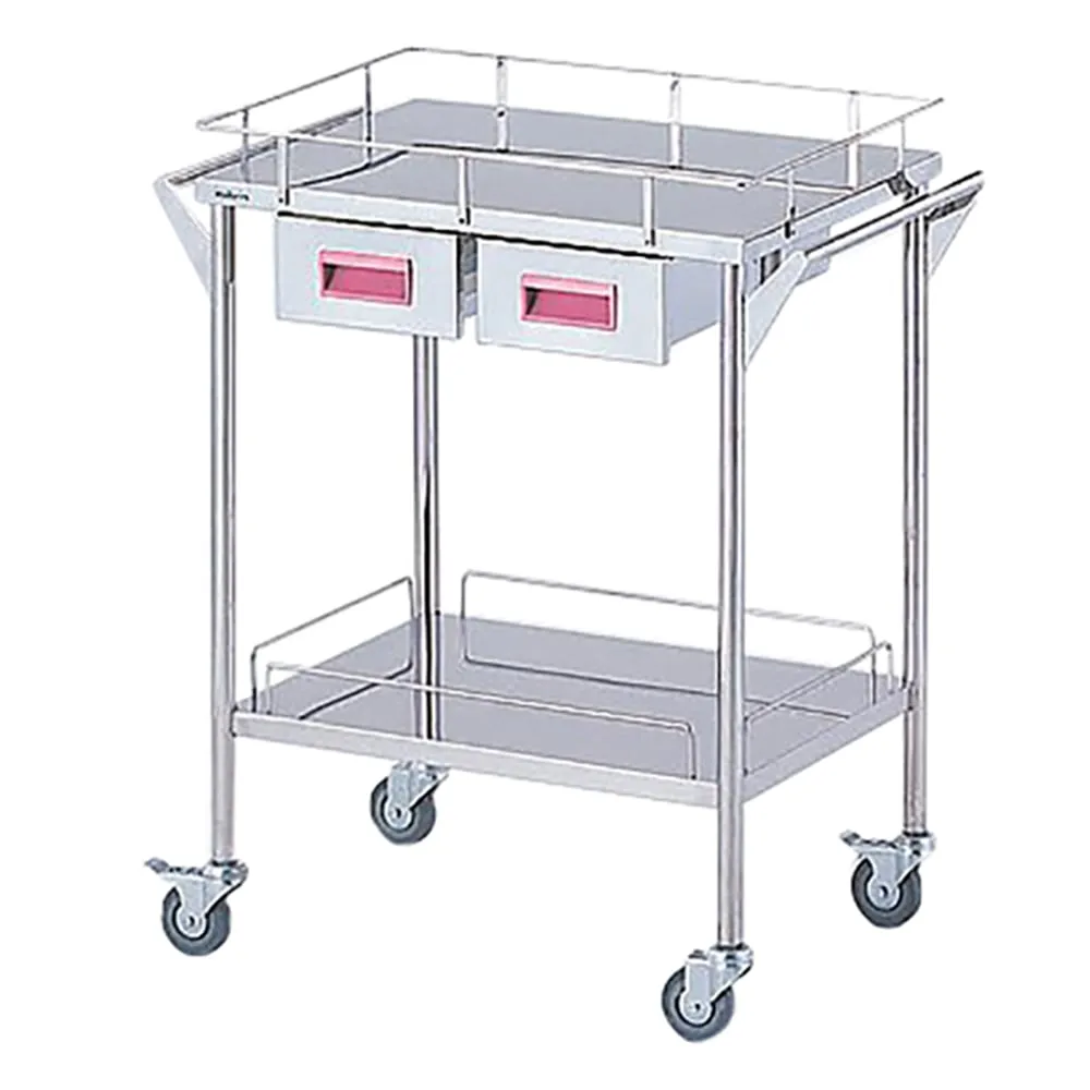 8-2529-01 Storage Stainless Steel Cart 2 Stages Knob Pink 600 x 450 x 835mm CHS-2H-P
