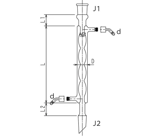 65-1838-48 Semi-Micro Ball Condenser Water Connector Specification 15/20 120 mm 3414-120W-1M
