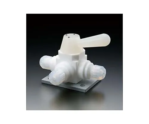 61-3538-47　［Discontinued］Fluorocarbon Resin Three-Way Ball Valve Connection Type with Base 6φ　NR1670-01