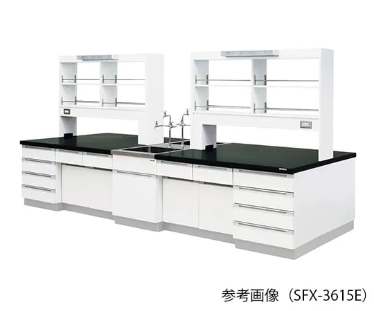 3-7793-01 Laboratory center bench (Wood Type) 2400 x 1200 x 800/1870mm with LED lighting SFX-2412E