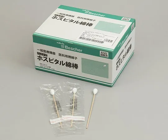 8-3097-03 Bescher Hospital Cotton Swab φ12 x 152 mm 1 Piece/Bag x 100 Bags W266-1