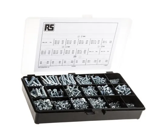 63-4599-78 3165 piece Steel Screw/Bolt Kit, M2, M2.5, M3, M4, M5, M6 281-962