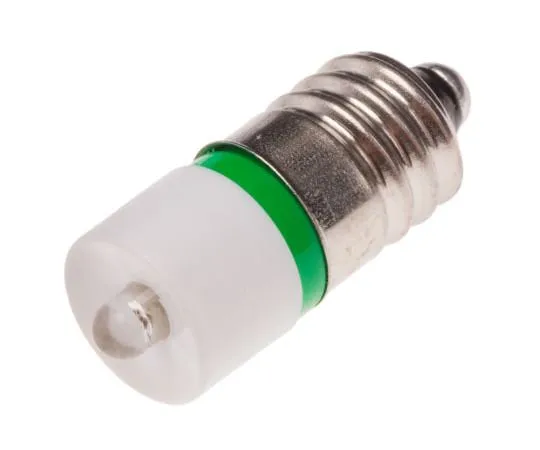 63-4585-31 LED Reflector Bulb, E10, Green, Single Chip, 10mm dia., 24V ac/dc 204-704