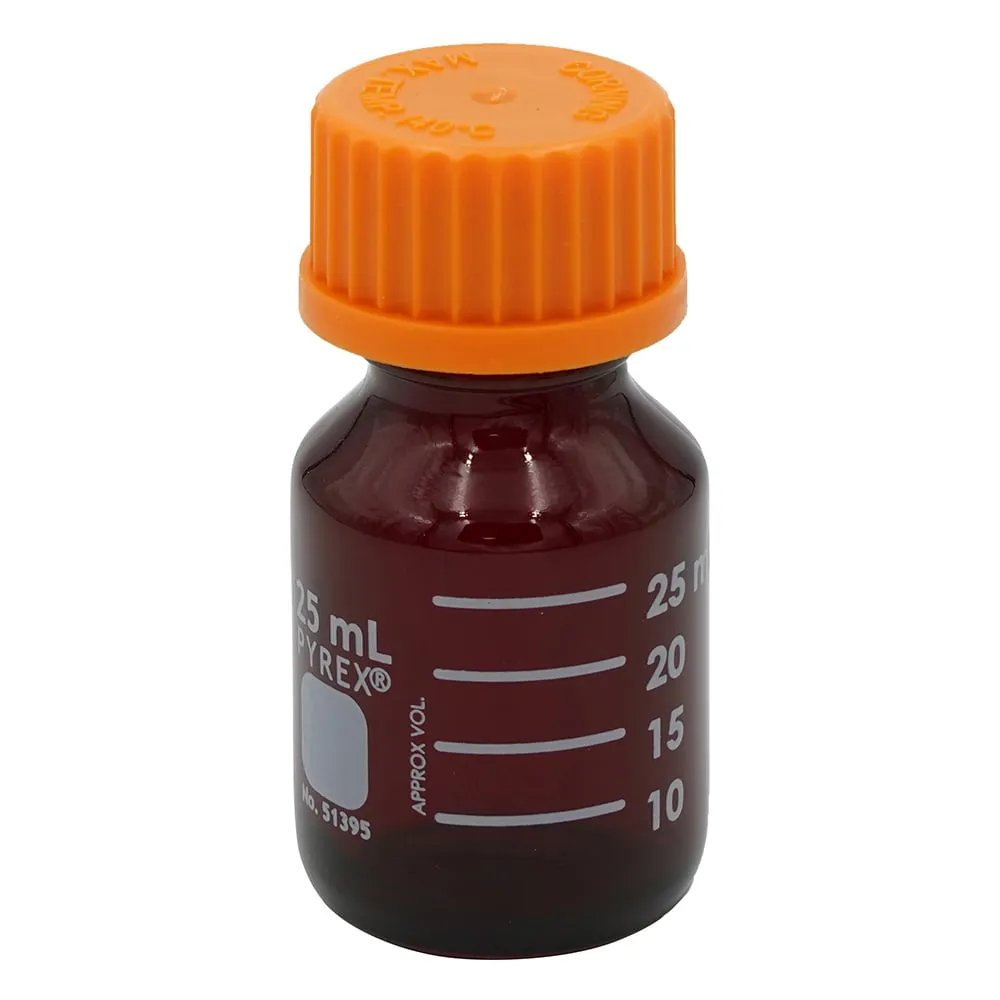 1-4993-01 Medium Bottle (PYREX(R), with Orange Cap) Shading 25mL 51395-25