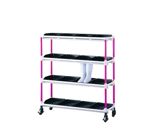 2-7340-27 Antibacterial Boots Rack 4 Rows 4 Levels/Pink for 16 People