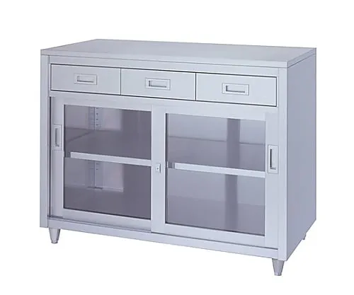 61-0014-16 With Storage Adjust (Stainless Steel (SUS430), with Drawer, 1 Stage Type, Glass Door Specification) 900 x 450 x 950 LADG-9045