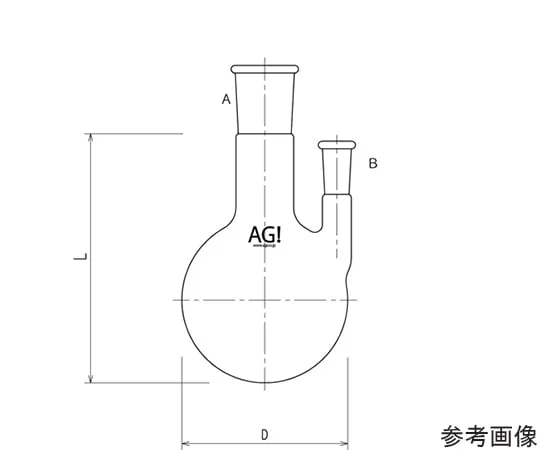 64-8911-55 Two Port Flask Side Tube Vertical Type 100 mL 24/40/15/25 3116-100-4L1L