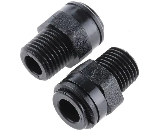 63-4986-07 John Guest Pneumatic Straight Threaded-to-Tube Adapter, R 1/4 Male, Push In 8 mm PM010802E
