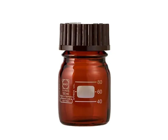 61-4411-40 Screw Cap Bottle (Medium Bottle) Amber with Red Cap 100mL 017210-1001A