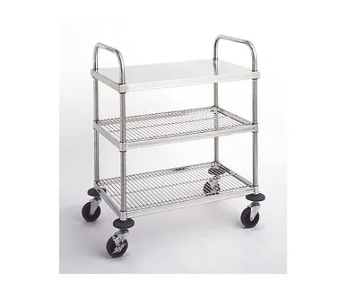 61-3796-40 W7 Type Service Wagon (Shelf Board, Column/Stainless Steel (SUS304)) D460 x W610 x H960mm W7A-S4606