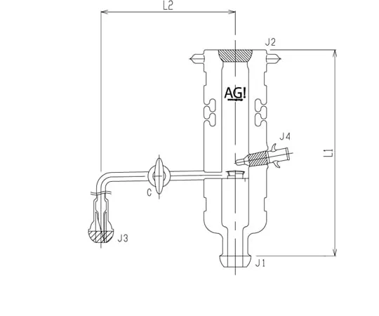 65-1839-58 Liquid Sampling Adapter A with Glass Cock Plating 35/25 230 mm 3584-HE-L-P