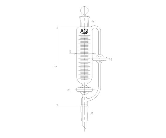62-2111-12 Equilibrium Type with Tap, Drop, Funnel, PTFE, Tap, 100 mL 3747-100-3L