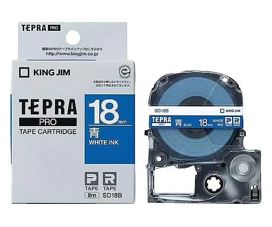 61-0600-57 Tepra PRO Label Printer Tape Cartridge White Characters On Blue 18mm Width SD18B