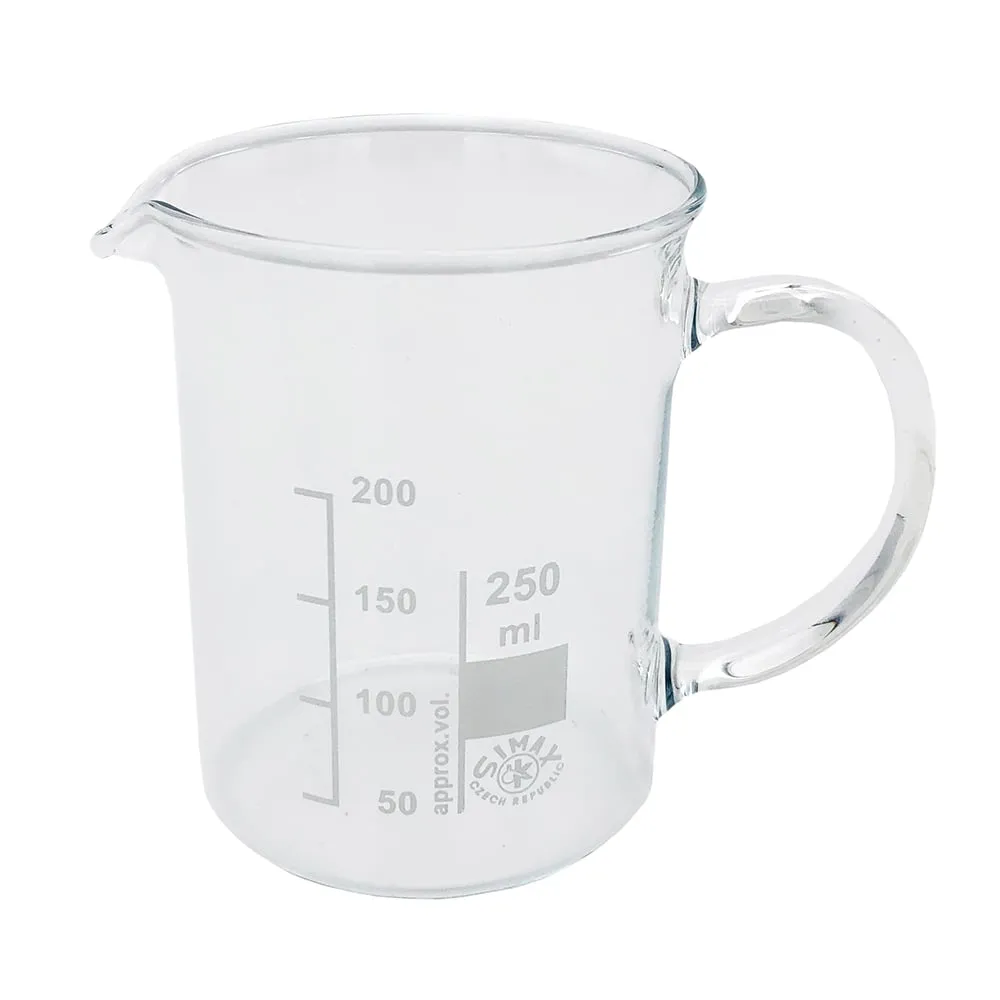 3-6008-01 Glass Beaker with Handle 250mL 154/250
