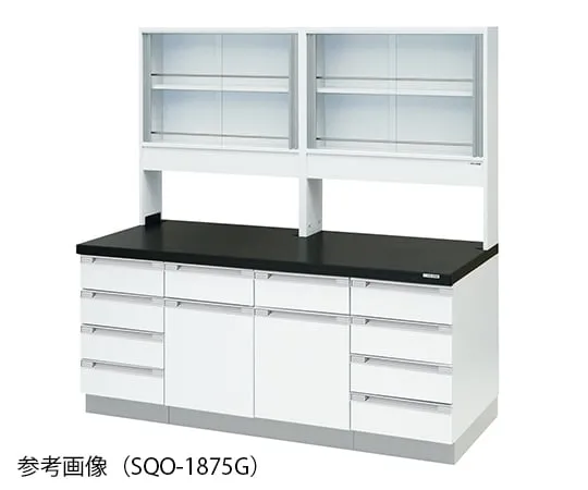 3-4320-11 Laboratory side bench (Wooden type with glass door) 1800 × 750 × 800/1800mm SQO-1875G