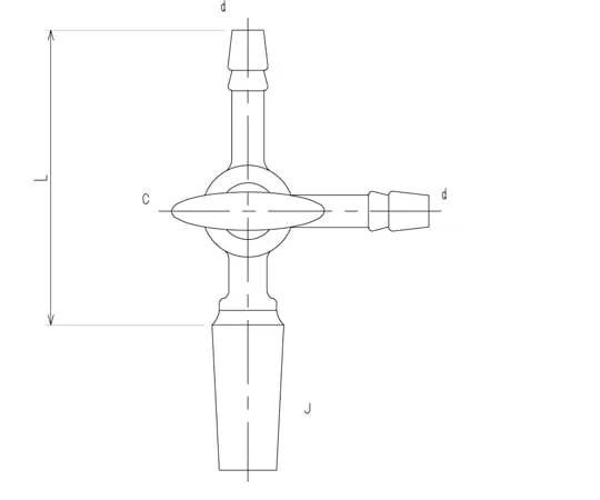 65-1838-08 Triple Tap Type I Male Glass Cock 15/20 85 mm 2450-1M